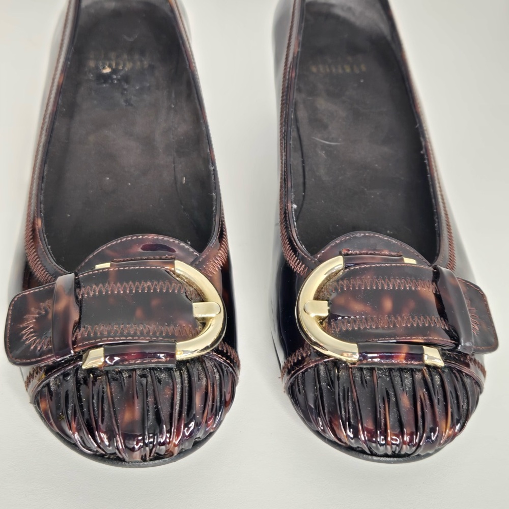 Stuart Weitzman Tortoiseshell Patent Leather Wedge Pumps | Size 7| Made in Spain - Picture 4 of 15
